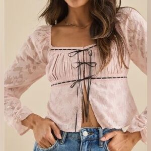 Altar'd State Purple Smocked Tie Front top